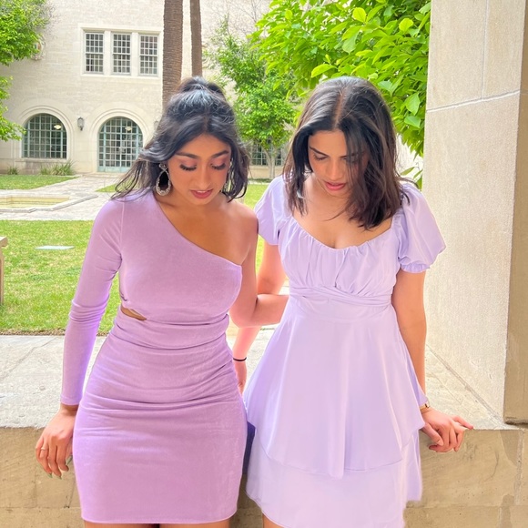 Princess Polly one shoulder cut out bodycon dress, purple satin - Picture 2 of 2